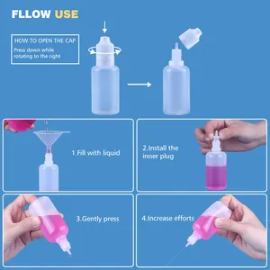 Óleo essencial de plástico apertar garrafas de gotejamento pe com tampa inviolável à prova de crianças