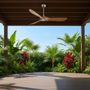 Ventilateur de plafond extérieur 60 pouces, 3 pales en bois, moteur DC, télécommande, sans lumière - Product Image 2