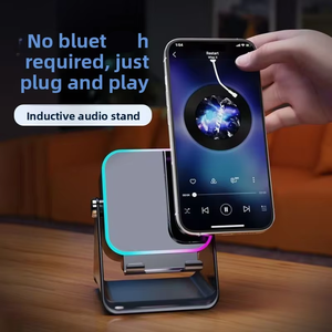 Supporto per Telefono con Altoparlante a Induzione Wireless, Regolabile, Ricaricabile, Multifunzionale, Audio Stereo, RGB, <span class=keywords><strong>da</strong></span> <span class=keywords><strong>Scrivania</strong></span> - Product Image 2