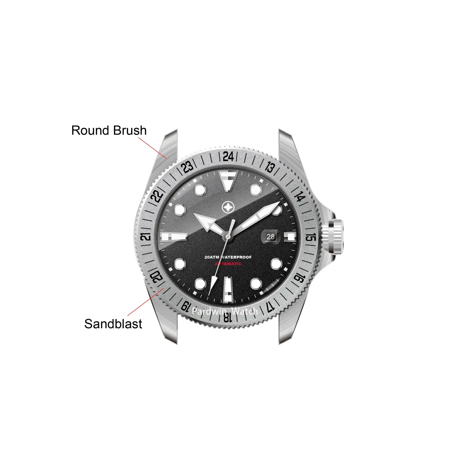 Custom Made Stainless Steel case M-ilitary watch Automatic movement watch applied Switzerland BGW9 luminous Mechanical watch