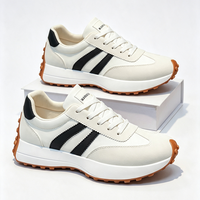 BRONAX Chaussures de sport décontractées pour femmes, à lacets, à bout large, couleur beige