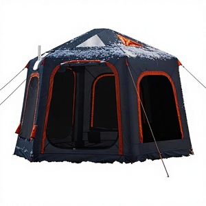 Tente de <span class=keywords><strong>camping</strong></span> hexagonale gonflable quatre saisons, imperméable, résistante aux UV, grand espace, avec ouverture pour poêle, installation facile, portable, pour l'extérieur - Product Image 1