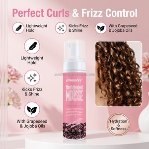 Mousse coiffante Immetee Curl Control pour cheveux bouclés secs, contrôle des frisottis, mousse définissant les boucles avec huile de pépins de raisin 200ml - Product Image 2