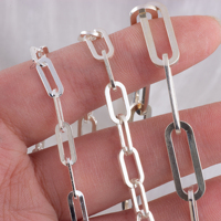 Plusieurs tailles de chaîne de trombone en argent sterling S925 Chaîne de câble plate allongée pour la fabrication de bijoux de collier permanent unisexe