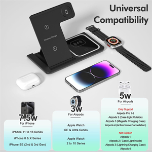 Stazione di Ricarica Wireless 3 in 1, Supporto Pieghevole Magnetico 15W per iPhone, <span class=keywords><strong>Apple</strong></span> Watch e AirPods - Product Image 4
