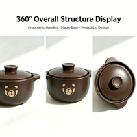 Marmite en céramique 4,8 L avec couvercle en céramique, résistante à la cuisson à sec, compatible lave-vaisselle, non compatible induction, grande capacité, ensemble d'ustensiles de cuisson