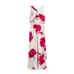 Vêtements pour femmes MYST&ZA, nouvelle mode été 2024, <span class=keywords><strong>robe</strong></span> mi-longue à bretelles en satin texturé à imprimé floral, <span class=keywords><strong>dos</strong></span> <span class=keywords><strong>nu</strong></span>, 8493150 - Product Image 6