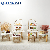 XINGPAI Équipement Hôtelier – Ensemble de Présentoirs de Buffet en Acier Inoxydable pour Desserts, Supports à Gâteaux de Mariage, Présentoirs Alimentaires de Luxe pour Buffet