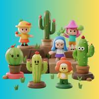 Fabricant de plastique Cactus OEM Plante en pot avec belle expression pour articles de décoration de bureau