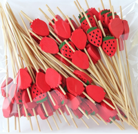 Bamboe Fruitprikkers Blad Lange Steel Minimalistisch Wegwerpbaar Ecologisch Cocktailprikkers Stokjes Feest Decoratief Eten
