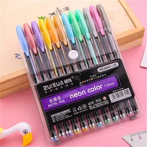 Conjunto de canetas de tinta gel de 12 cores 1mm DIY para escrever e pintar 4 canetas de cores selecionadas para escritório e escola