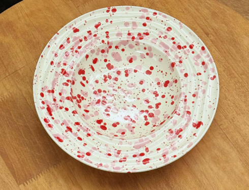 Bol et assiette à éclaboussures d'encre - 9 pouces rouge rose