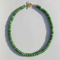 Collier et bracelet bohèmes d'été délicats en pierre naturelle agate rondelle avec fermoir à bascule en acier inoxydable doré
