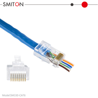 Cat5 Cat6 8p8c Rj45 Cat6 Conector UTP Pass Through Plug Rj45 Through Hole Connectors
