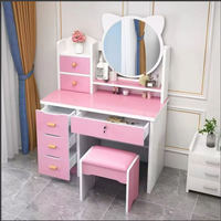 Ensemble de coiffeuse moderne rose clair avec miroir LED HD, pour chambre de fille, hôtel, appartement, salon, nouveau design, panneau MDF