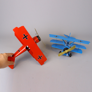 Modellino di Aereo Biplano Barone Rosso Retrò Europeo, Ornamento in Ferro, Decorazione Manuale, Tecnica in Metallo Fuso, Accessori per Fotografia - Product Image 3