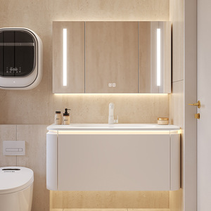 Vente en gros de meubles de salle de bain flottants en bois de luxe de style européen simple et de haute qualité avec lavabo et miroir - Product Image 1