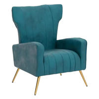 Fauteuil d'appoint en velours au design moderne et luxueux, pieds en métal doré, chaise individuelle confortable pour salon, salle à manger, maison