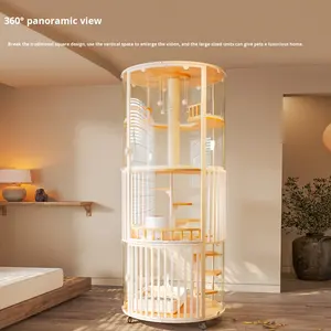 Meow Sky City Villa cylindrique panoramique <span class=keywords><strong>de</strong></span> luxe pour chat avec toilettes intégrées pour chats d'intérieur - Product Image 1