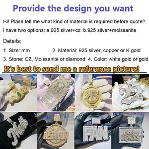 Pass <strong>Diamond</strong> <strong>Tester</strong> Customized Full Vvs Baguette <strong>Moissanite</strong> Engraved Logo Iced Out Grizzly Big Disc Pendant With Gra Certificate - Product Image 5