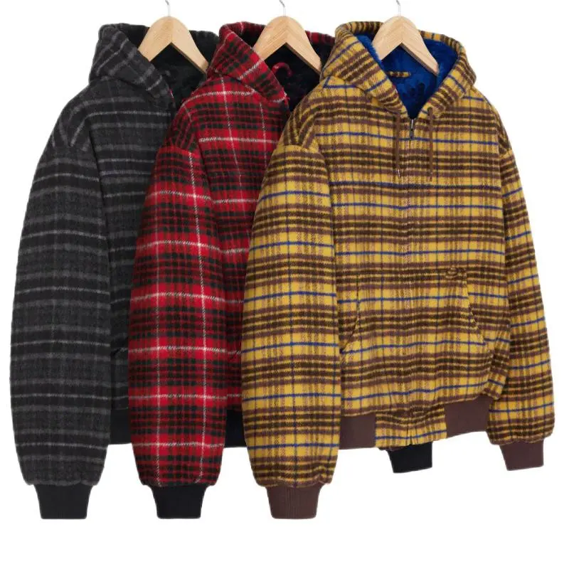 Pasokan pabrik 100% jaket flanel kotak-kotak katun berlapis lapisan nilon 200gsm jaket flanel untuk pria