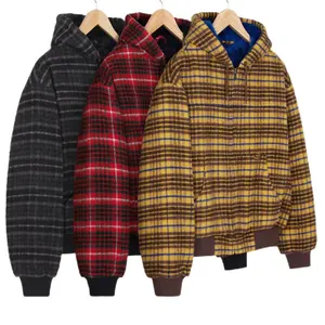 Fornitura di fabbrica 100% di cotone plaid giacca di flanella trapuntata fodera in nylon 200gsm giacca di flanella per gli uomini
