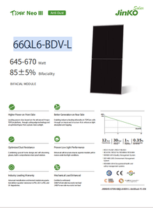แผงโซลาร์เซลล์แบบโมโนไบเฟเชียล 3.0 N-Type รุ่น 66QL6-BDV-L ป้องกันฝุ่น 645W-670W BIPV MWT HJT สำหรับใช้ในบ้านและเชิงพาณิชย์ - Product Image 3