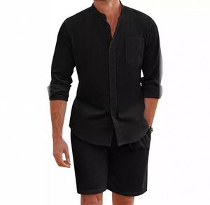 Completo Estivo da Uomo in Due Pezzi, Maglia a Maniche Lunghe e Pantaloncini, Cardigan Semplice e Casual ad Asciugatura Rapida - Product Image 3