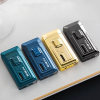 Briquet torche double flamme magique rechargeable au butane, réglable, coupe-vent, flamme douce, en alliage de zinc, pour fêtes, extérieur, barbecue, bougies, pipes