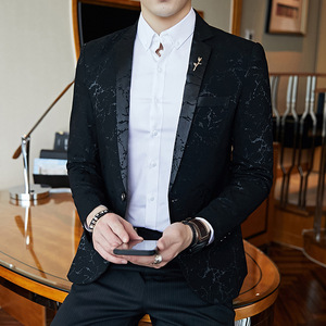 <span class=keywords><strong>Giacca</strong></span> da Abito di Lusso da <span class=keywords><strong>Uomo</strong></span> Stampata Slim Fit per Feste e Balli, Elegante <span class=keywords><strong>Blazer</strong></span> da Testimone di Nozze, Colori Rosso Vino, <span class=keywords><strong>Blu</strong></span>, Nero - Product Image 3
