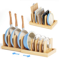 Organisateur de casseroles et poêles moderne en bambou réglable, support de rangement extensible sous l'évier