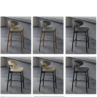 Tabouret de bar ergonomique en cuir rembourré, design moderne avec dossier, pour salle à manger, bar à domicile, café et salon