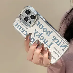 Espejo de maquillaje galvanizado de lujo a prueba de golpes transparente letras personalizadas diseñador funda de teléfono móvil impresión para Iphone