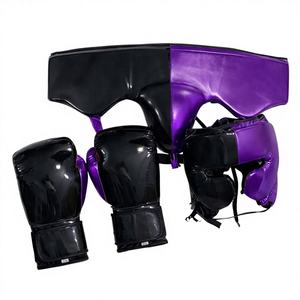 Guantes de Boxeo de Piel de Vacuno de Primera Calidad con Logotipo Personalizado, Correa de Muñeca Ajustable, Protector de Cabeza y Entrepierna, Juego de Boxeo Blanco - Product Image 1