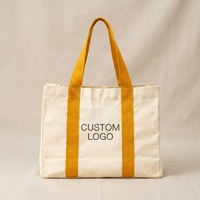 Tas Tote Kanvas Kapasitas Besar Custom Pabrik dengan Pegangan Berwarna, Dapat Digunakan Kembali untuk Penyimpanan & Belanja