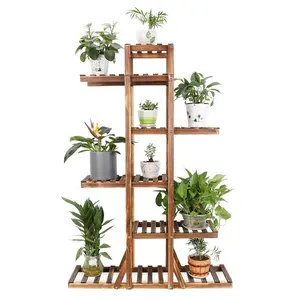 6 Tier Wooden Flower Stands Plant Display Pot Holder Storage Rack Bathroom Decor
