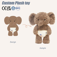 Vente en gros d'animaux en peluche brodés, petit éléphant en peluche, jouet anti-stress, mignon avec de grandes oreilles, pour les enfants, cadeau d'anniversaire, cadeau de Noël