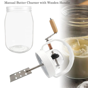 Mantequera manual de vidrio para hacer mantequilla casera deliciosa en tan solo diez minutos. Mantequera de gran capacidad de 1500 ml (1.5 L). - Product Image 3