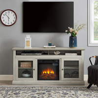 Meuble TV contemporain, console de divertissement moderne avec insert de cheminée de 18 pouces pour téléviseurs jusqu'à 65 pouces