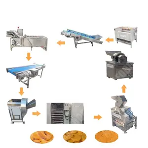 Máquina automática para hacer deshidratación de ajo y yuca seca Yam Chili y línea de producción de polvo de jengibre negro