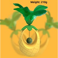 Balle interactive moderne classique à la catnip et plumes, distributeur de nourriture en forme d'ananas, jouet stimulant pour chat contre l'ennui