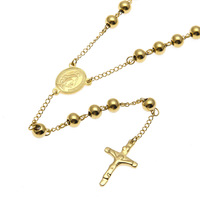 Accessoires de bijoux en acier inoxydable avec croix en or jaune, style chapelet