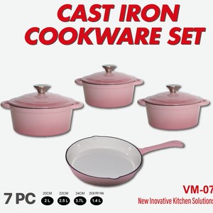 Olla de hierro fundido, olla para estofado esmaltada, sartén, sartén, cocina antiadherente de 7 piezas y olla para el hogar