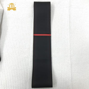 Housse de volant en cuir synthétique antidérapante cousue à la main avec des motifs de lignes rouges, housse de volant de voiture - Product Image 2