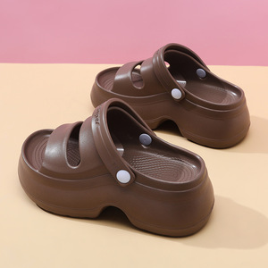 Sandales compensées Guru pour femme en EVA respirant, style bouche de poisson, antidérapantes, pour l'été et la plage, coloris blanc, noir, rose vif, marron - Product Image 3