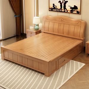 Cama King Moderna de Madera Maciza con Almacenamiento y Diseño, Muebles de Dormitorio WB-007, Cama de Madera Maciza, Estructura de Cama de Madera Maciza - Product Image 4
