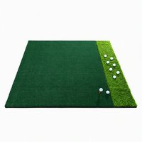 Tapis d'entraînement de golf professionnel 1,5 x 1,5 m, herbe longue et courte, double couche, design antidérapant en caoutchouc
