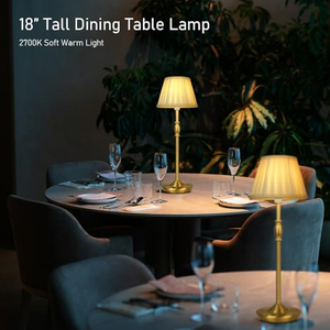 Lampe de table rechargeable avec abat-jour en tissu et corps en métal plaqué, hauteur personnalisable, stock disponible pour une livraison rapide - Product Image 5
