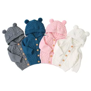 0-24M Winter Baby Girls Boys Knitted Hoodie Sweater Tops Warm Autumn Kids Long Sleeve Jacket Outwear