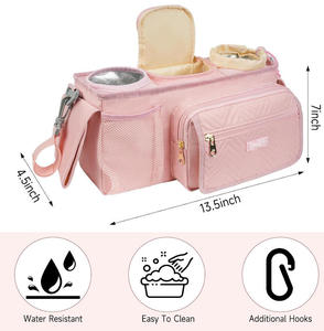Organisateur universel pour poussette de bébé, sac de rangement matelassé avec porte-gobelet isotherme, sac à couches imperméable - Product Image 5